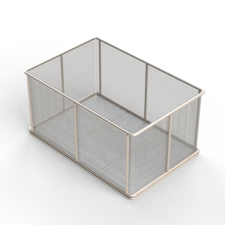 Anysizebasket Rectangular Wire Mesh Basket: 18Lx12Wx9H, 304 SS, 5/16 Rod Frame, No Handles, Mesh: 4 x .063 TMT-180120090-N04S